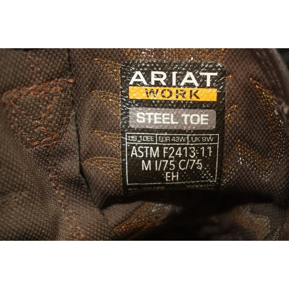 Ariat Work Sierra Square Wide Steel Toe Pull On Boots Brown 10017434 Men's 10 EE